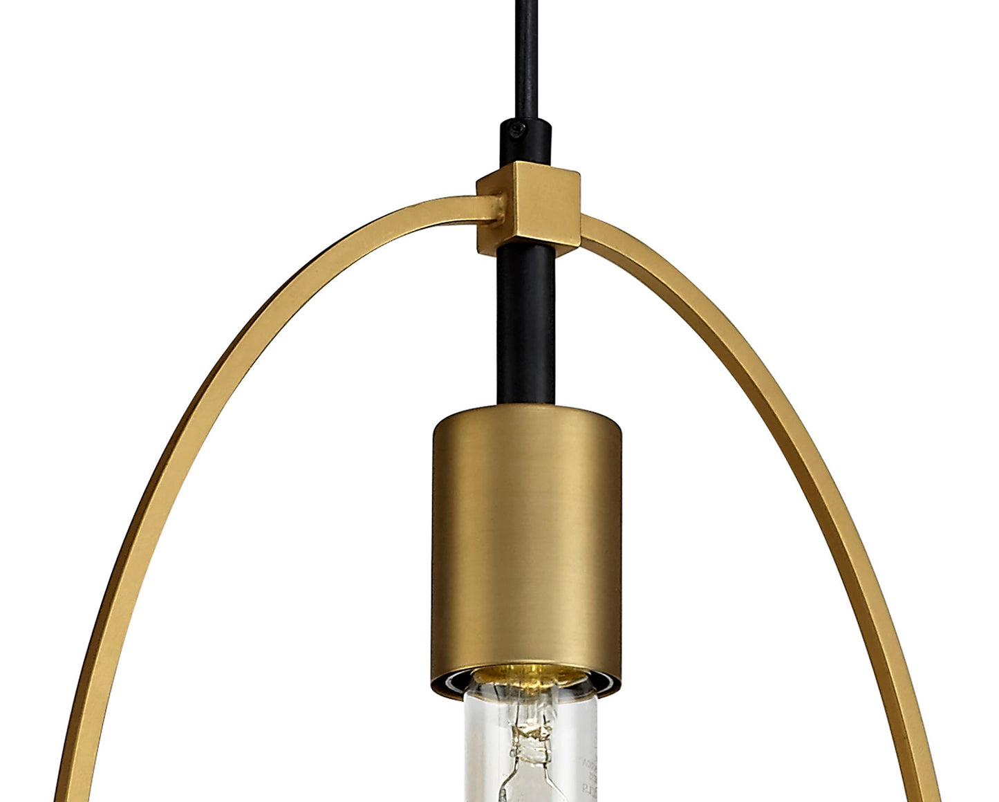 Sandbach Single Large Circle Pendant, 1 Light E27, Sand Gold and Matt Black