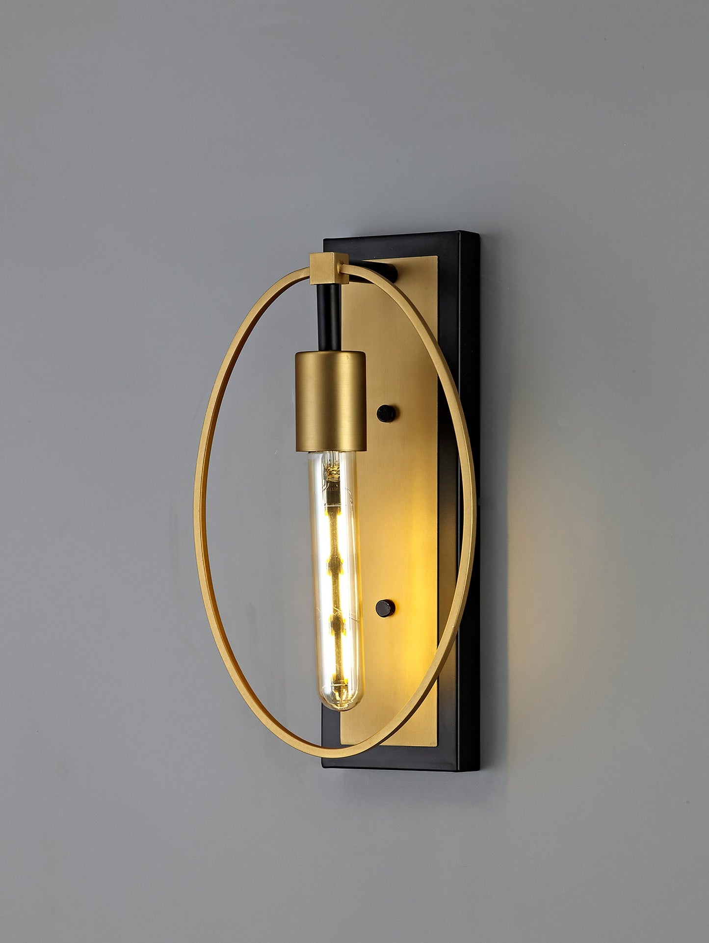 Sandbach Wall Lamp, 1 Light E27, Sand Gold and Matt Black