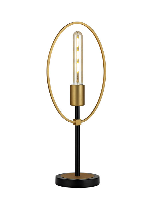 Sandbach Table Lamp, 1 Light E27, Sand Gold and Matt Black