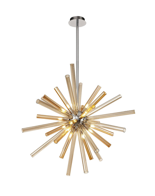Sandiway Pendant 16 Light G9, Amber & Champagne and Polished Chrome