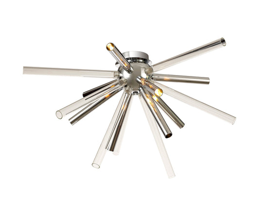 Sandiway Semi-Flush 8 Light G9, Clear & Chrome and Polished Chrome