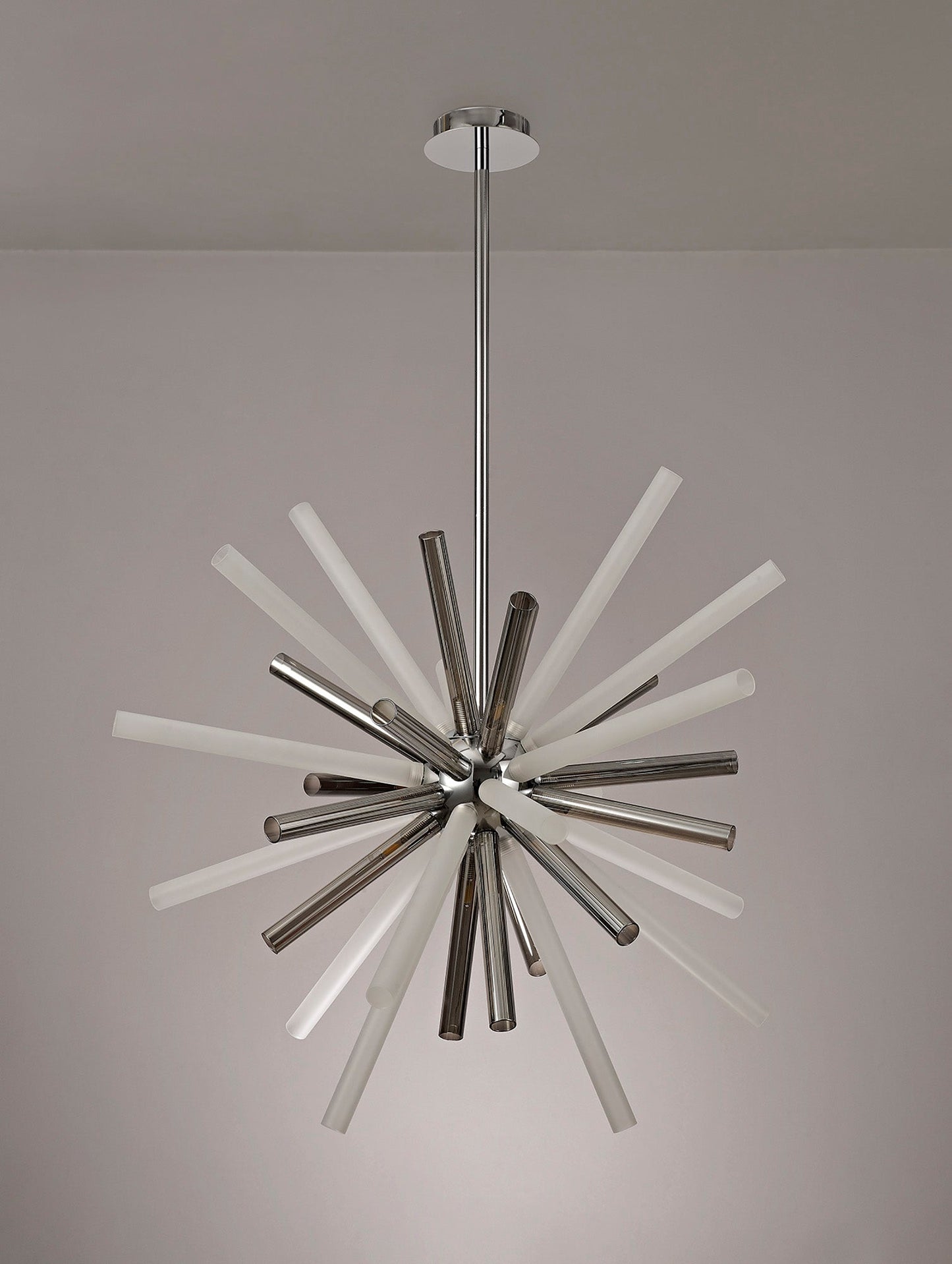 Sandiway Pendant 16 Light G9, Smoked & Frosted and Polished Chrome