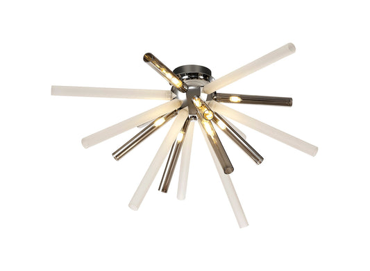 Sandiway Semi-Flush 8 Light G9, Smoked & Frosted and Polished Chrome