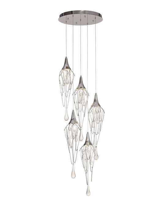Smithy Pendant Round, 5 x GU10, Polished Chrome