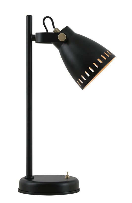 Snelson Adjustable Table Lamp, 1 x E27, Matt Black and Antique Brass and Khaki