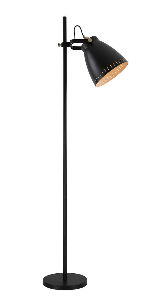 Snelson Adjustable Floor Lamp, 1 x E27, Matt Black and Antique Brass and Khaki