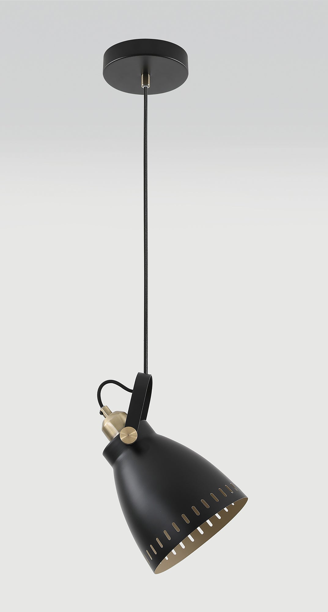 Snelson Small Pendant, 1 x E27, Matt Black and Antique Brass and Khaki