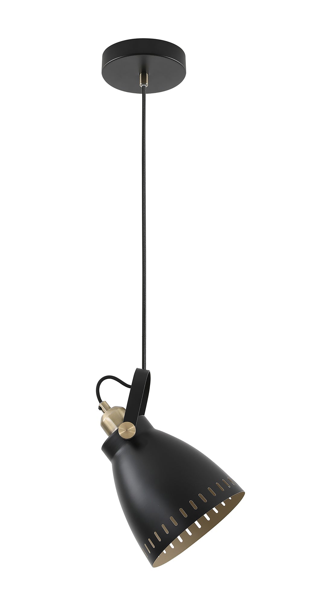 Snelson Small Pendant, 1 x E27, Matt Black and Antique Brass and Khaki