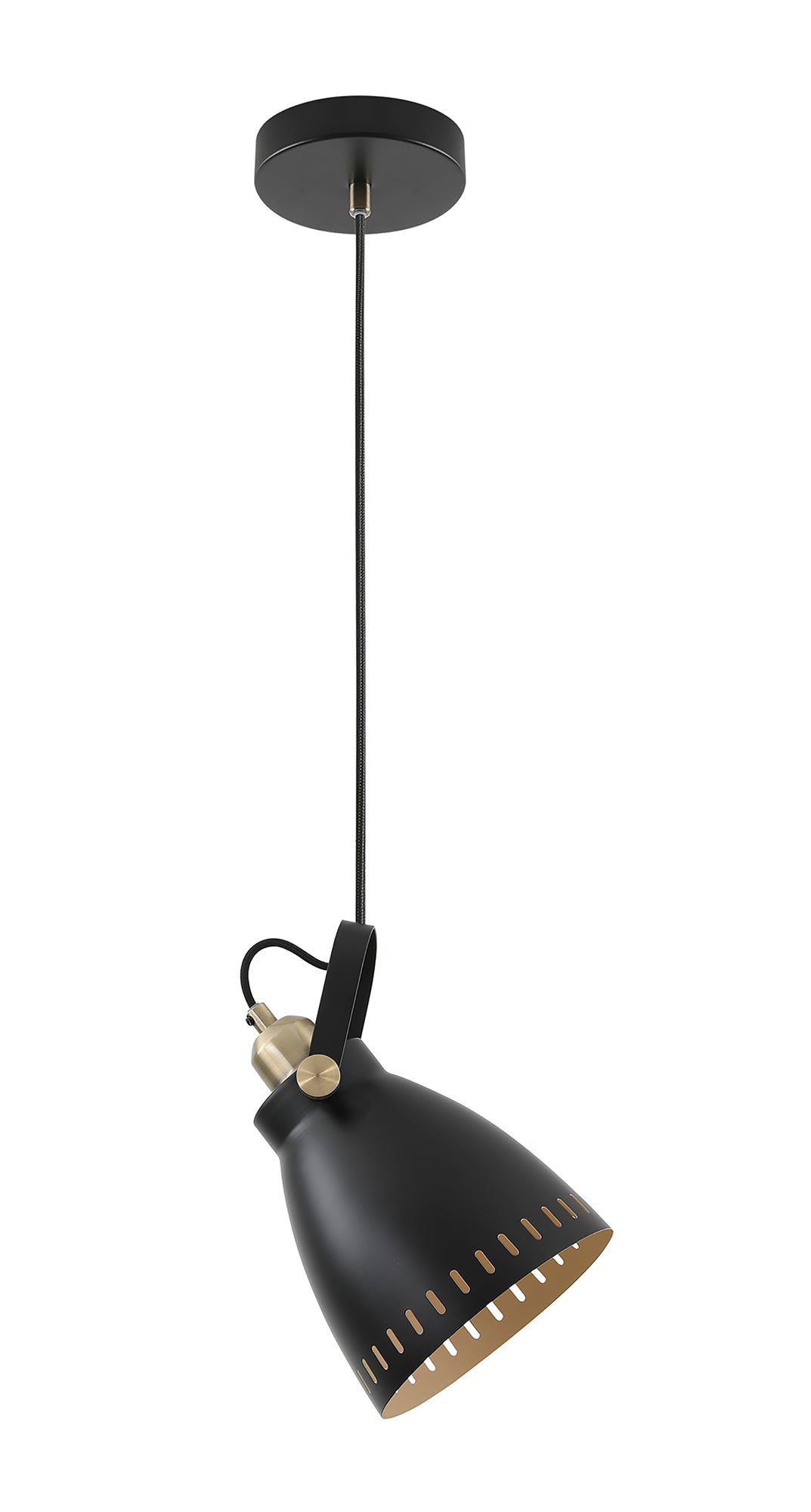 Snelson Small Pendant, 1 x E27, Matt Black and Antique Brass and Khaki