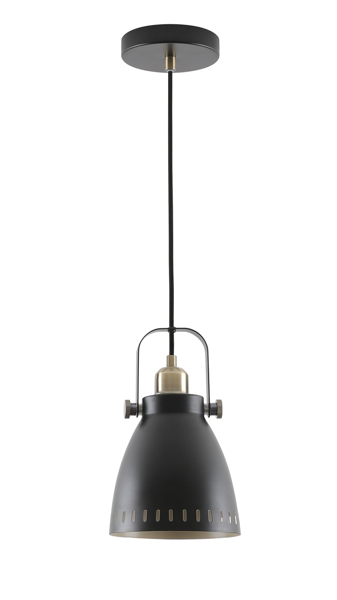 Snelson Small Pendant, 1 x E27, Matt Black and Antique Brass and Khaki