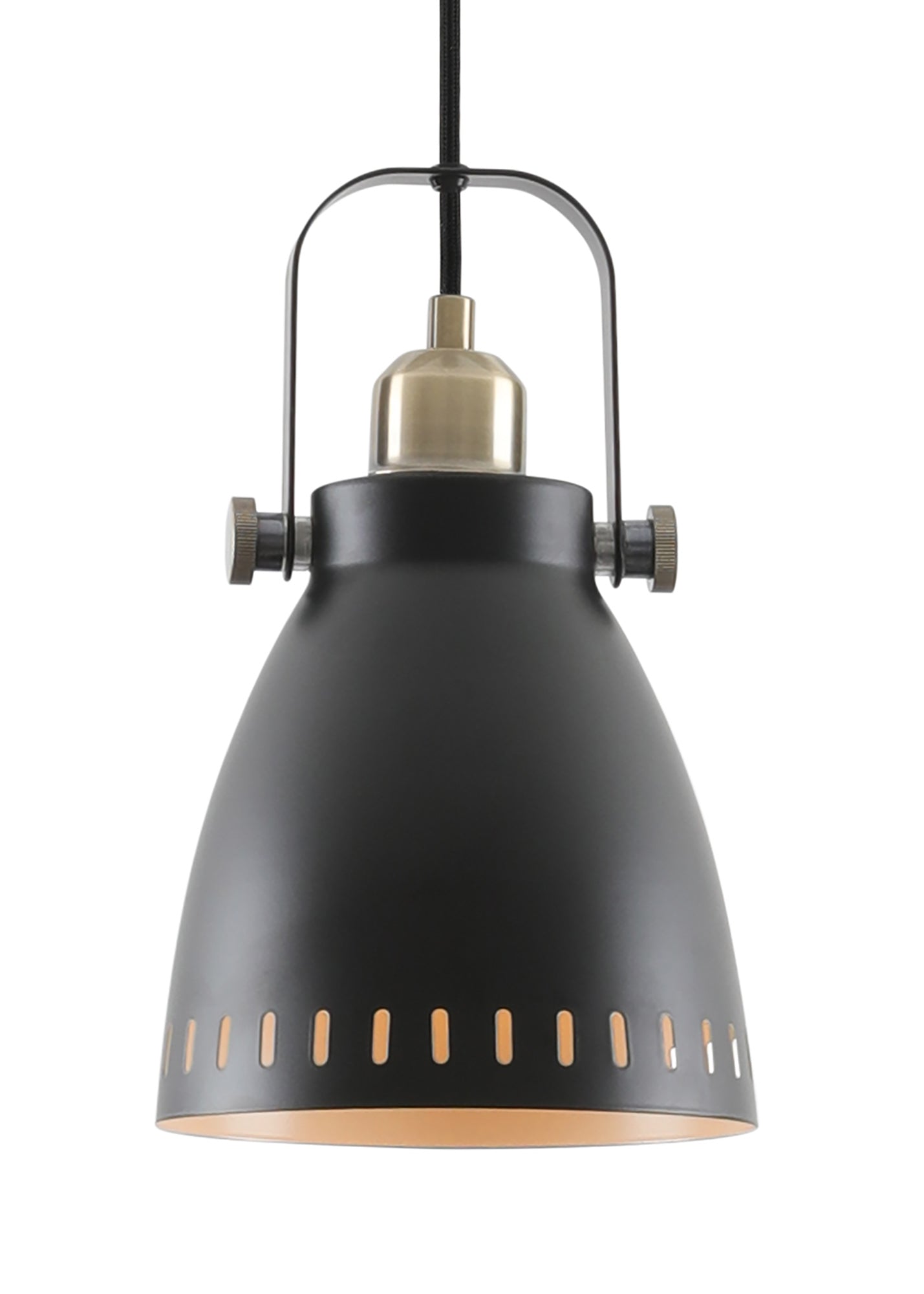 Snelson Small Pendant, 1 x E27, Matt Black and Antique Brass and Khaki