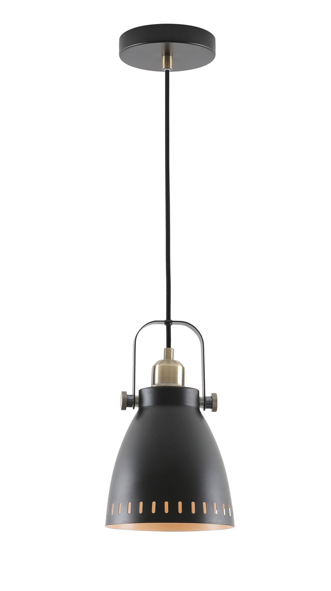 Snelson Small Pendant, 1 x E27, Matt Black and Antique Brass and Khaki
