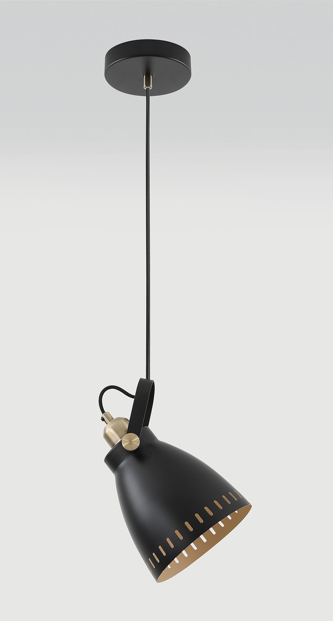 Snelson Small Pendant, 1 x E27, Matt Black and Antique Brass and Khaki