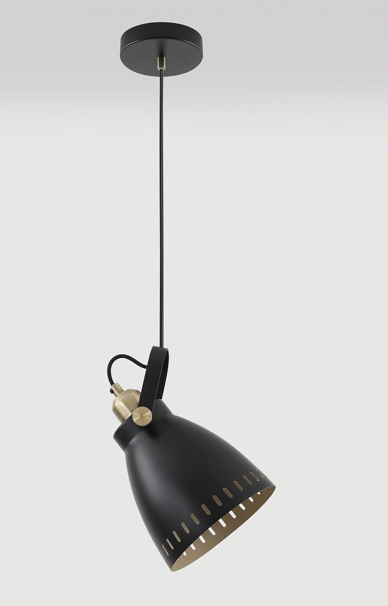 Snelson Medium Pendant, 1 x E27, Matt Black and Antique Brass and Khaki