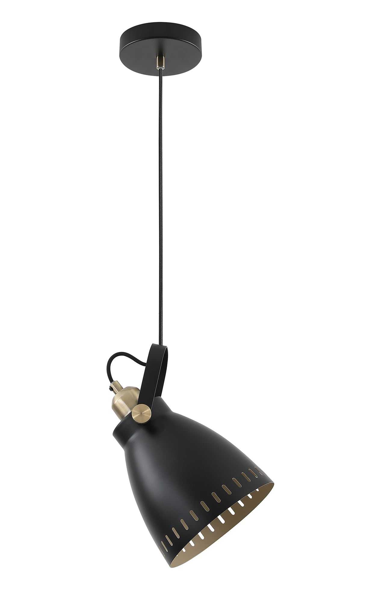 Snelson Medium Pendant, 1 x E27, Matt Black and Antique Brass and Khaki