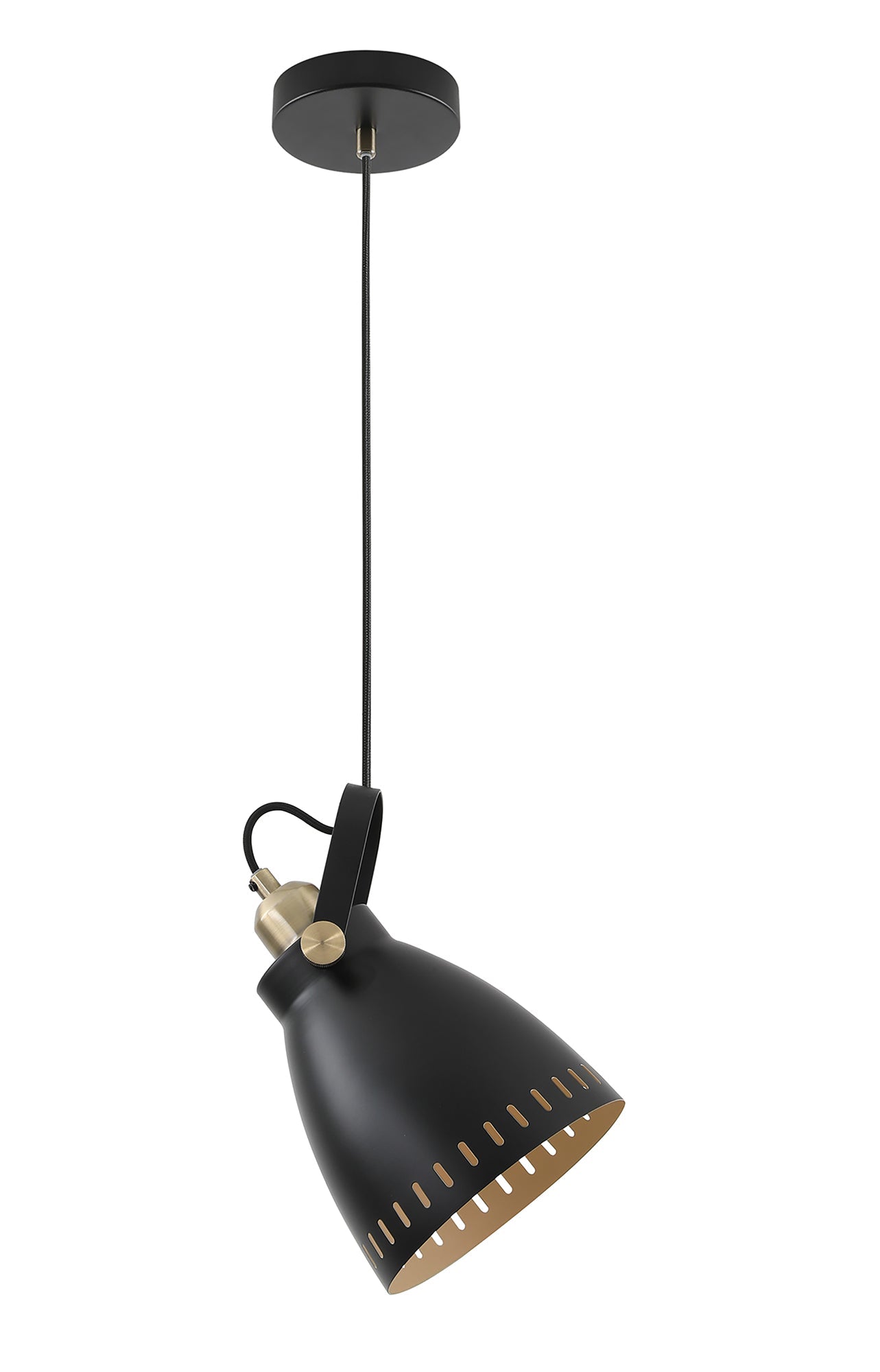 Snelson Medium Pendant, 1 x E27, Matt Black and Antique Brass and Khaki