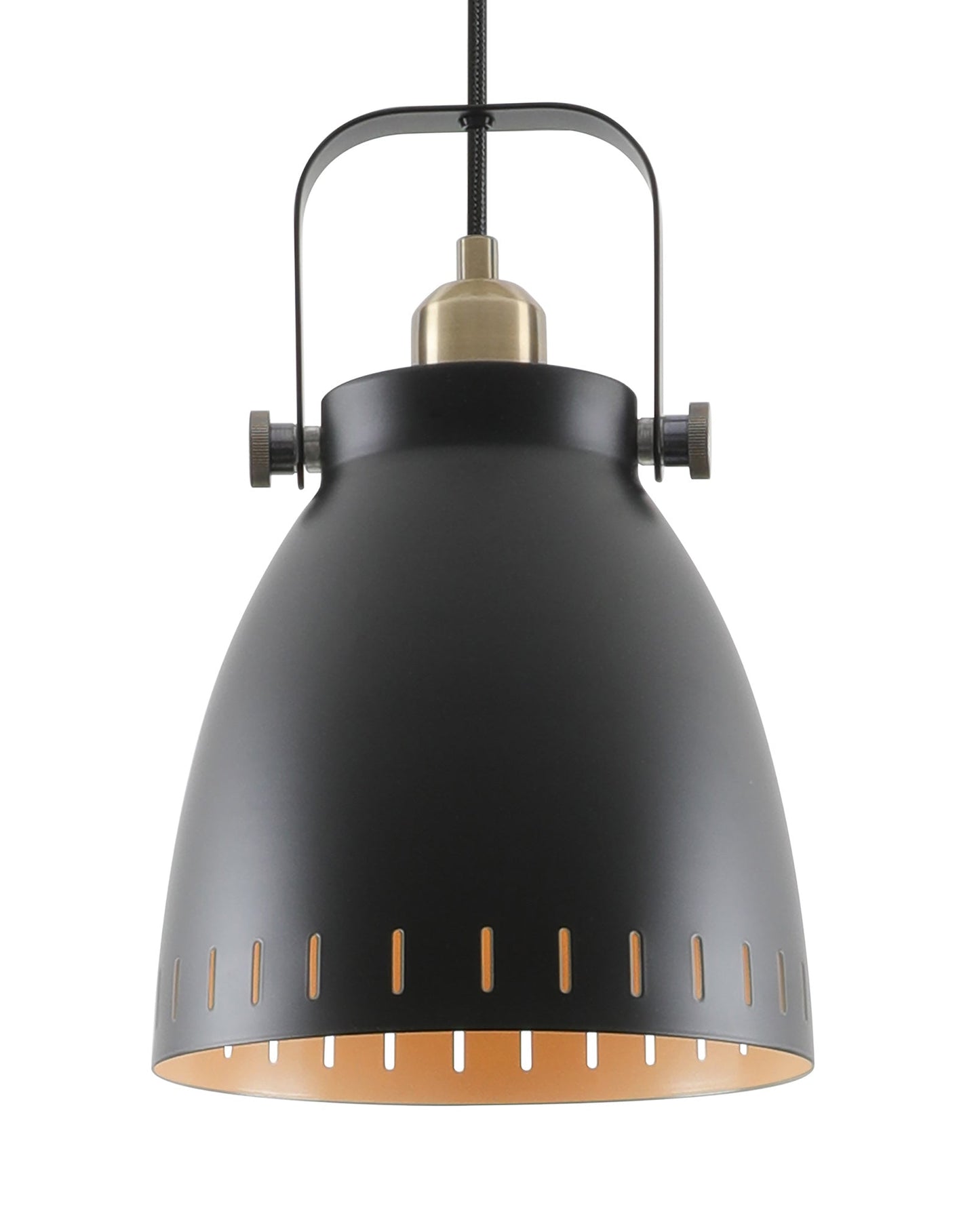 Snelson Medium Pendant, 1 x E27, Matt Black and Antique Brass and Khaki