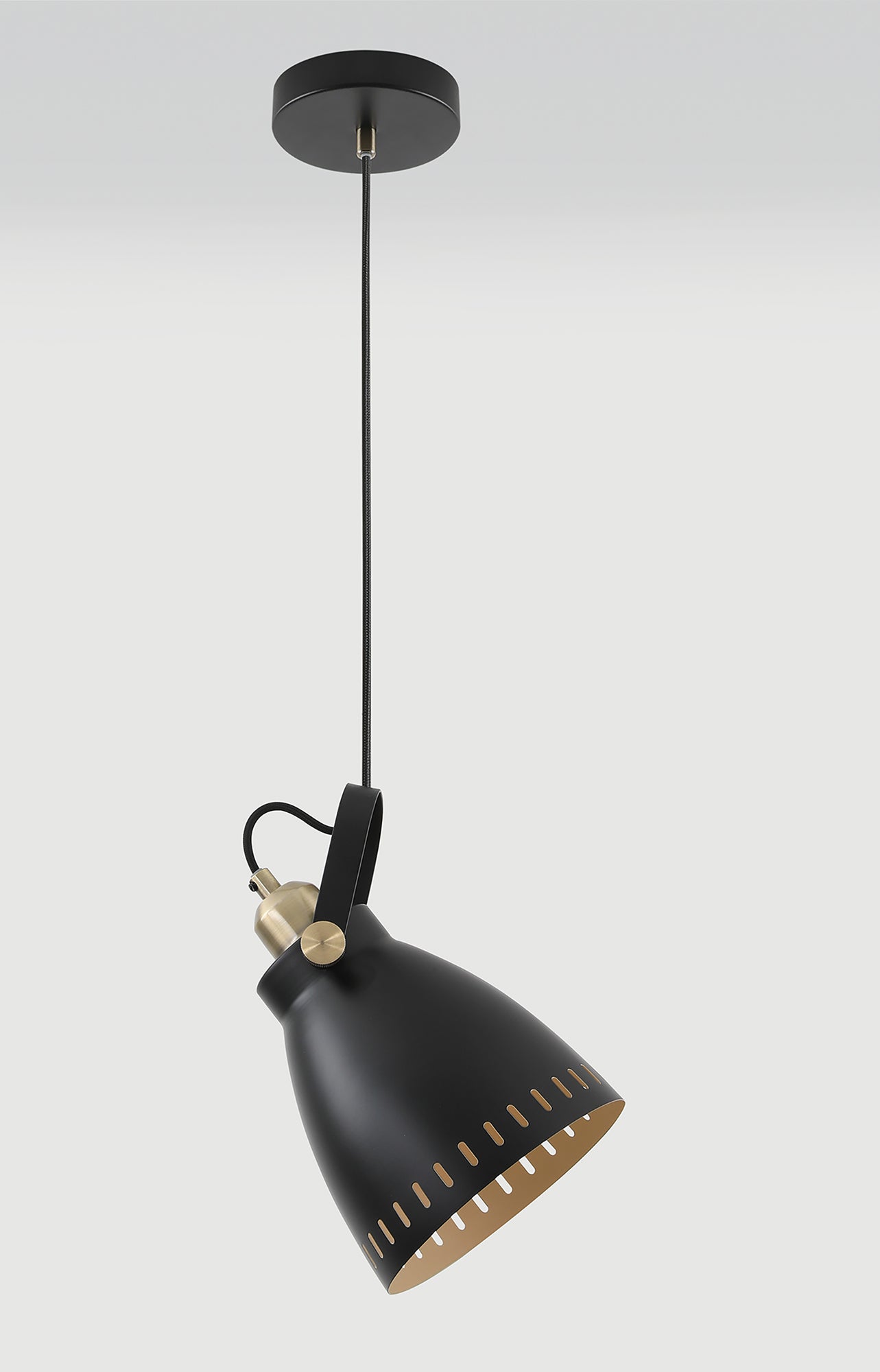 Snelson Medium Pendant, 1 x E27, Matt Black and Antique Brass and Khaki