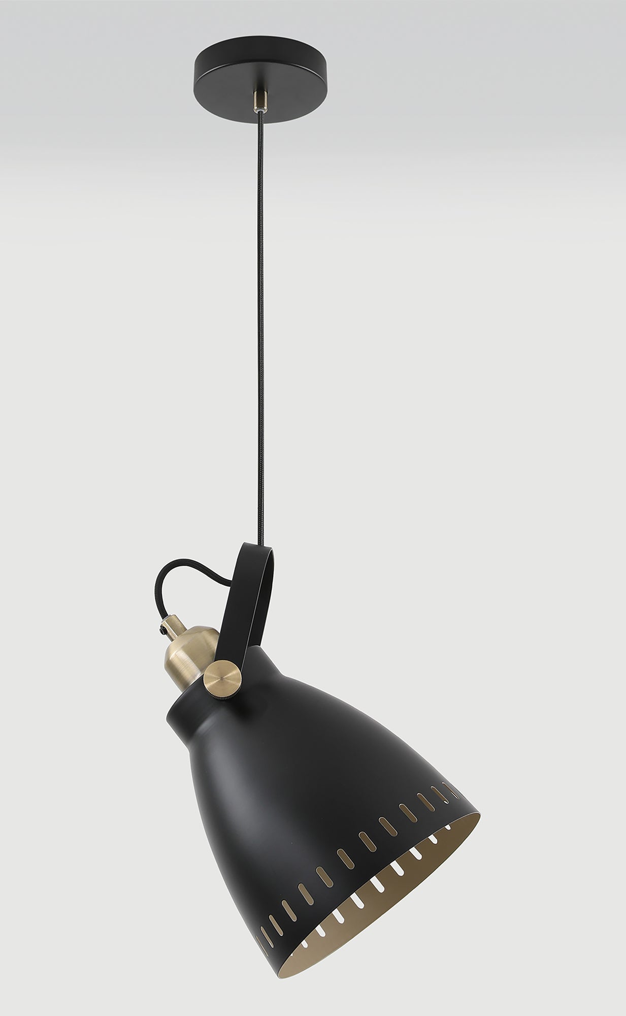 Snelson Large Pendant, 1 x E27, Matt Black and Antique Brass and Khaki