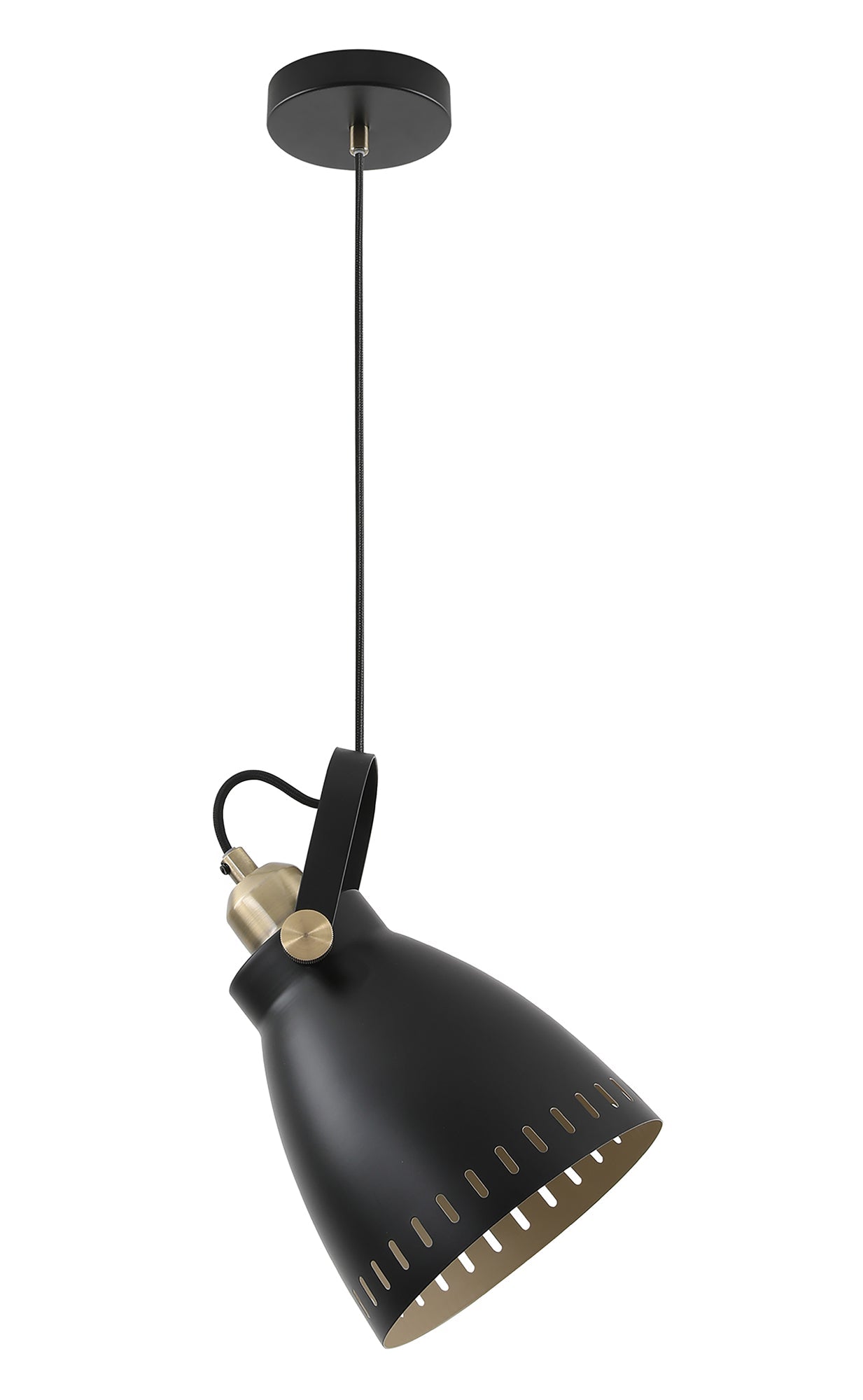Snelson Large Pendant, 1 x E27, Matt Black and Antique Brass and Khaki