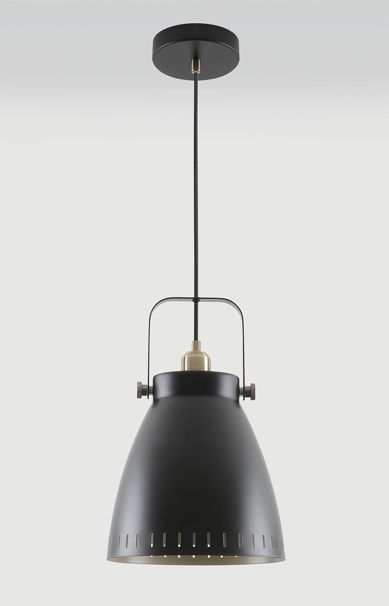 Snelson Large Pendant, 1 x E27, Matt Black and Antique Brass and Khaki