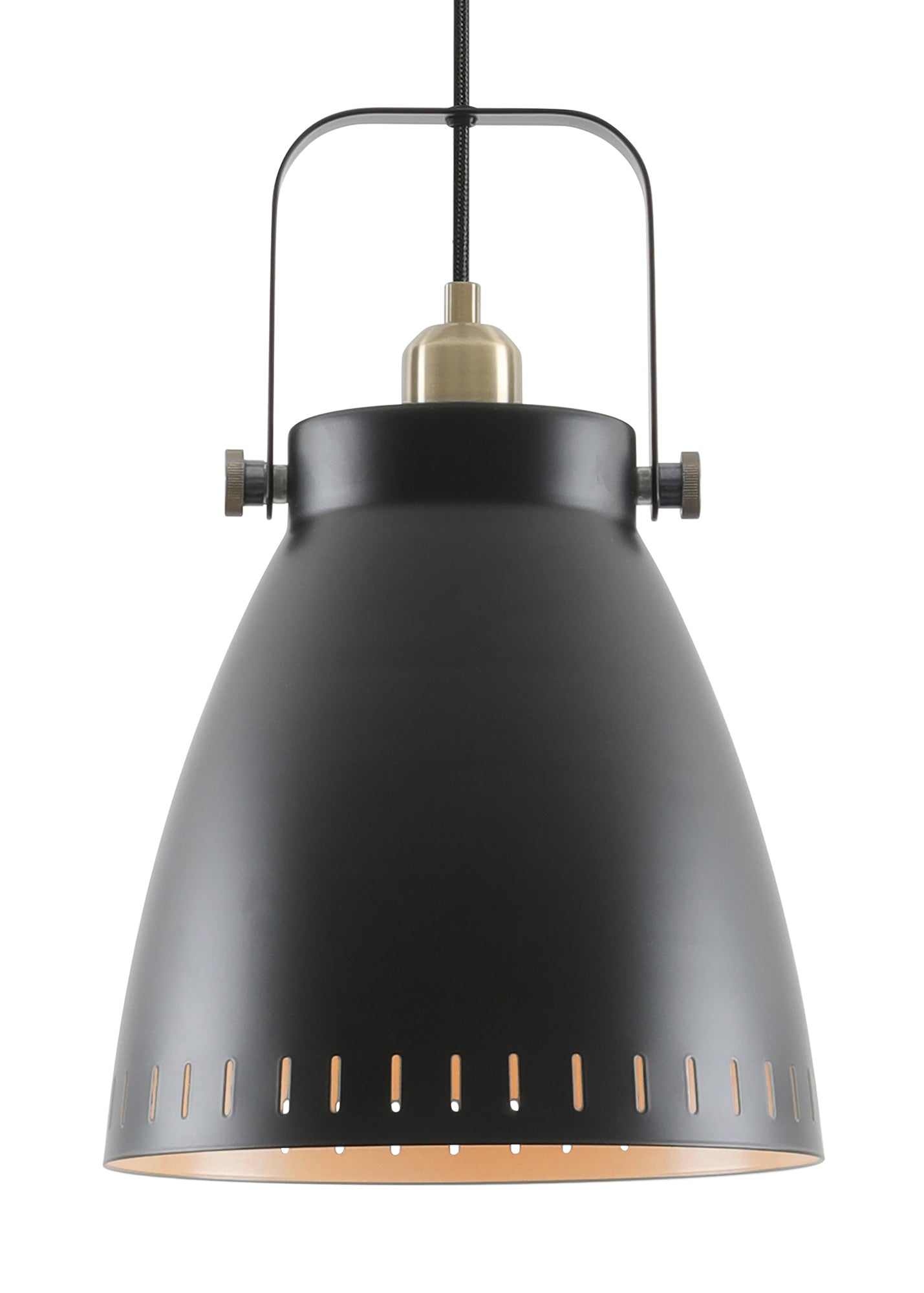 Snelson Large Pendant, 1 x E27, Matt Black and Antique Brass and Khaki