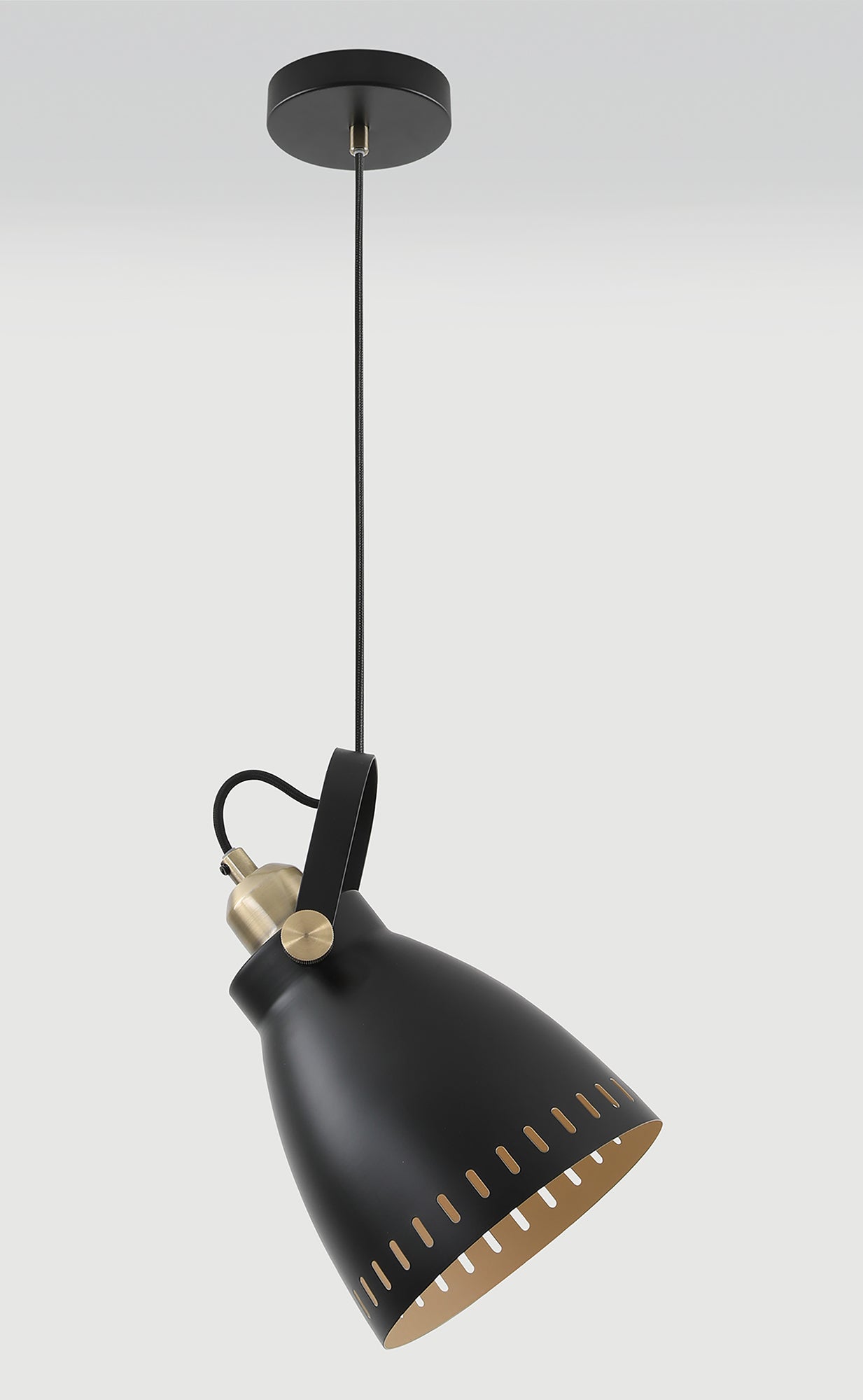 Snelson Large Pendant, 1 x E27, Matt Black and Antique Brass and Khaki