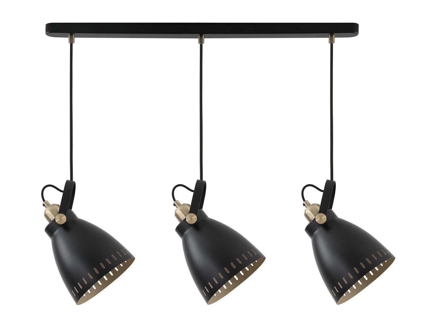 Snelson Linear Pendant, 3 x E27, Matt Black and Antique Brass and Khaki