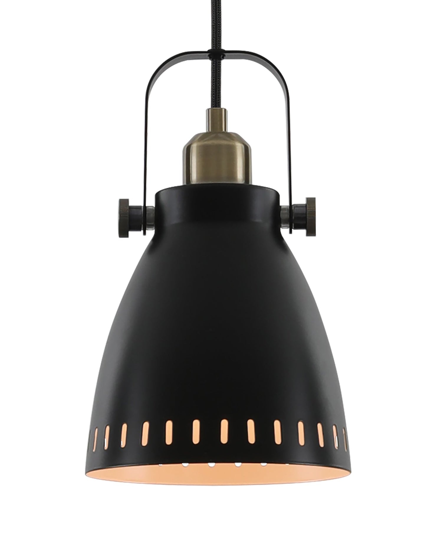 Snelson Linear Pendant, 3 x E27, Matt Black and Antique Brass and Khaki