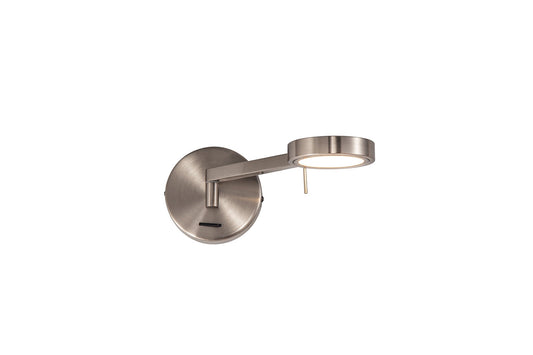 Somerford Switched Adjustable Wall Lamp  and  Reader, 1 x 8W LED, 3000K, Satin Nickel, 3yrs Warranty