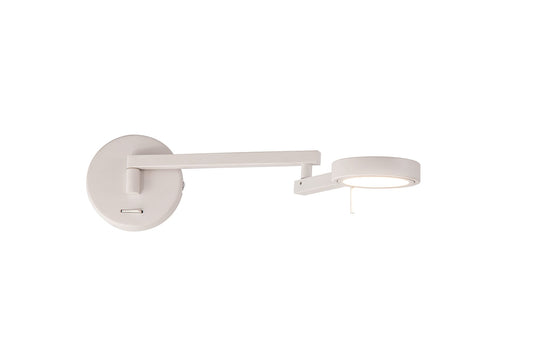 Somerford Switched Adjustable Swing Arm Wall Lamp  and  Reader, 1 x 8W LED, 3000K, Sand White, 3yrs Warranty