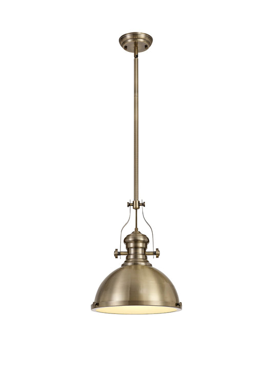 Stanley Pendant, 1 x E27, Antique Brass and Frosted Glass 2