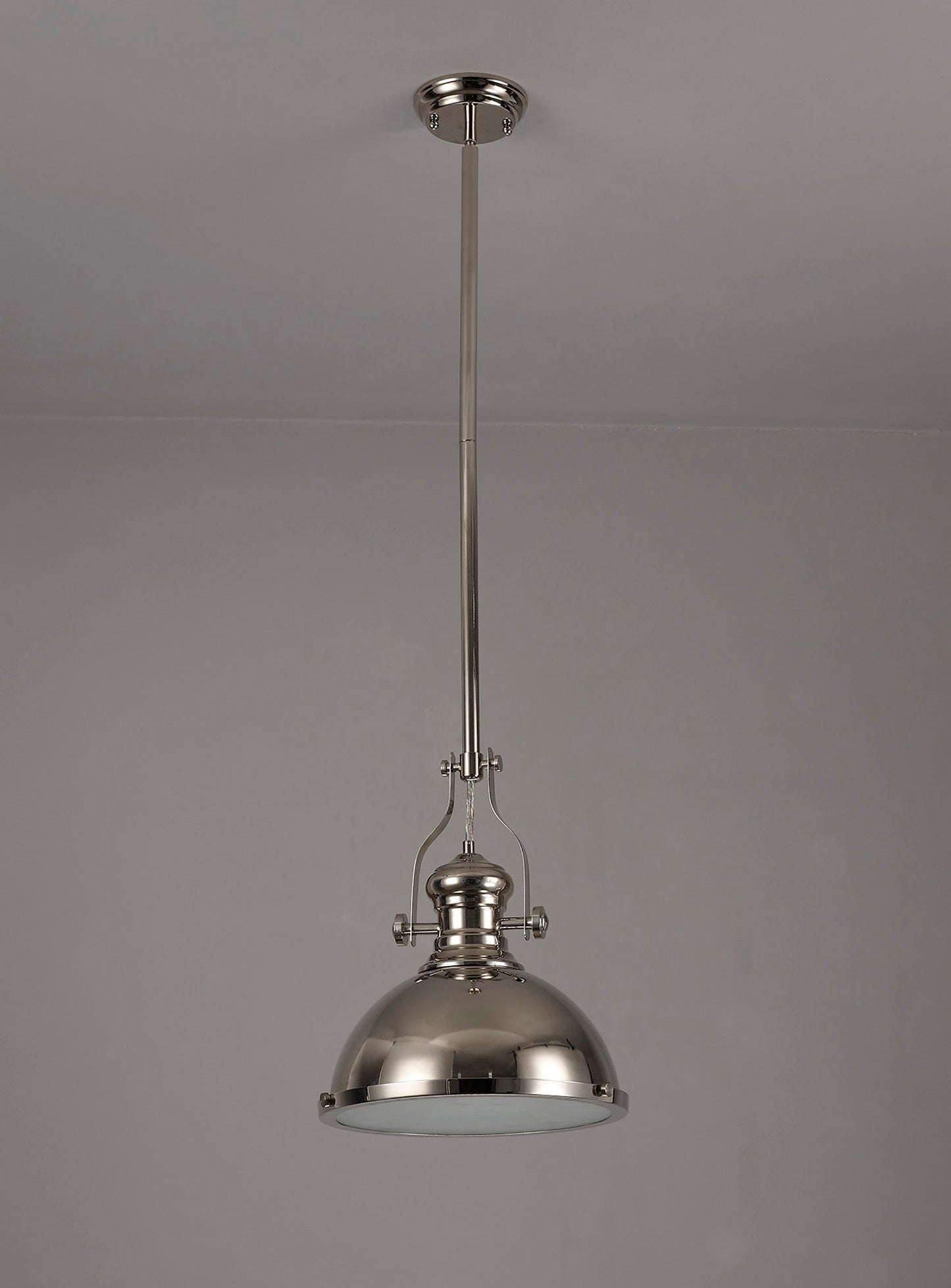 Stanley Pendant, 1 x E27, Polished Nickel and Frosted Glass 2