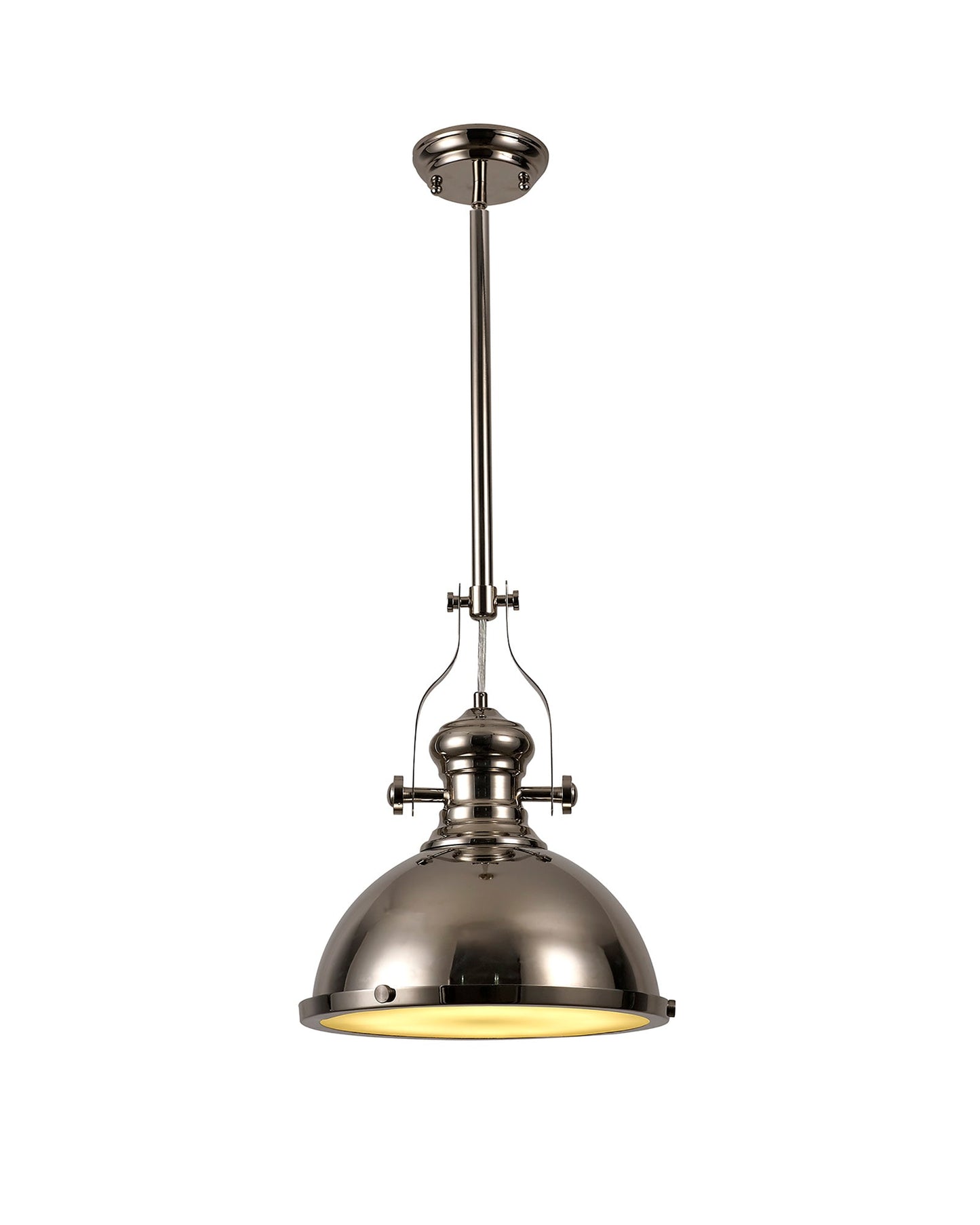 Stanley Pendant, 1 x E27, Polished Nickel and Frosted Glass 2