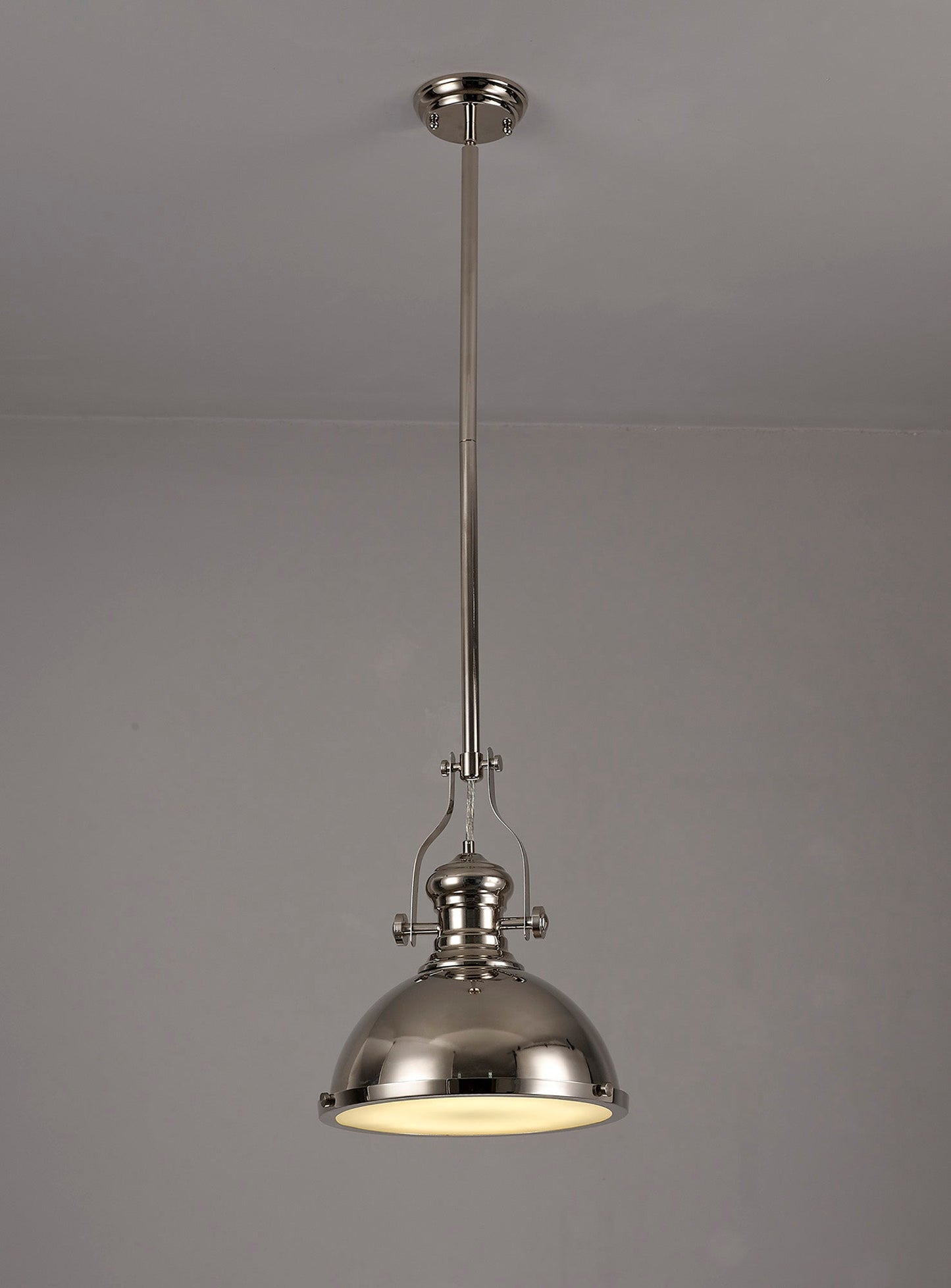 Stanley Pendant, 1 x E27, Polished Nickel and Frosted Glass 2