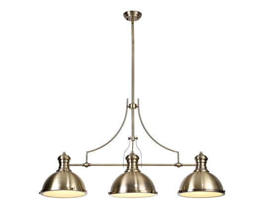 Stanley Linear Pendant, 3 x E27, Antique Brass and Frosted Glass 2