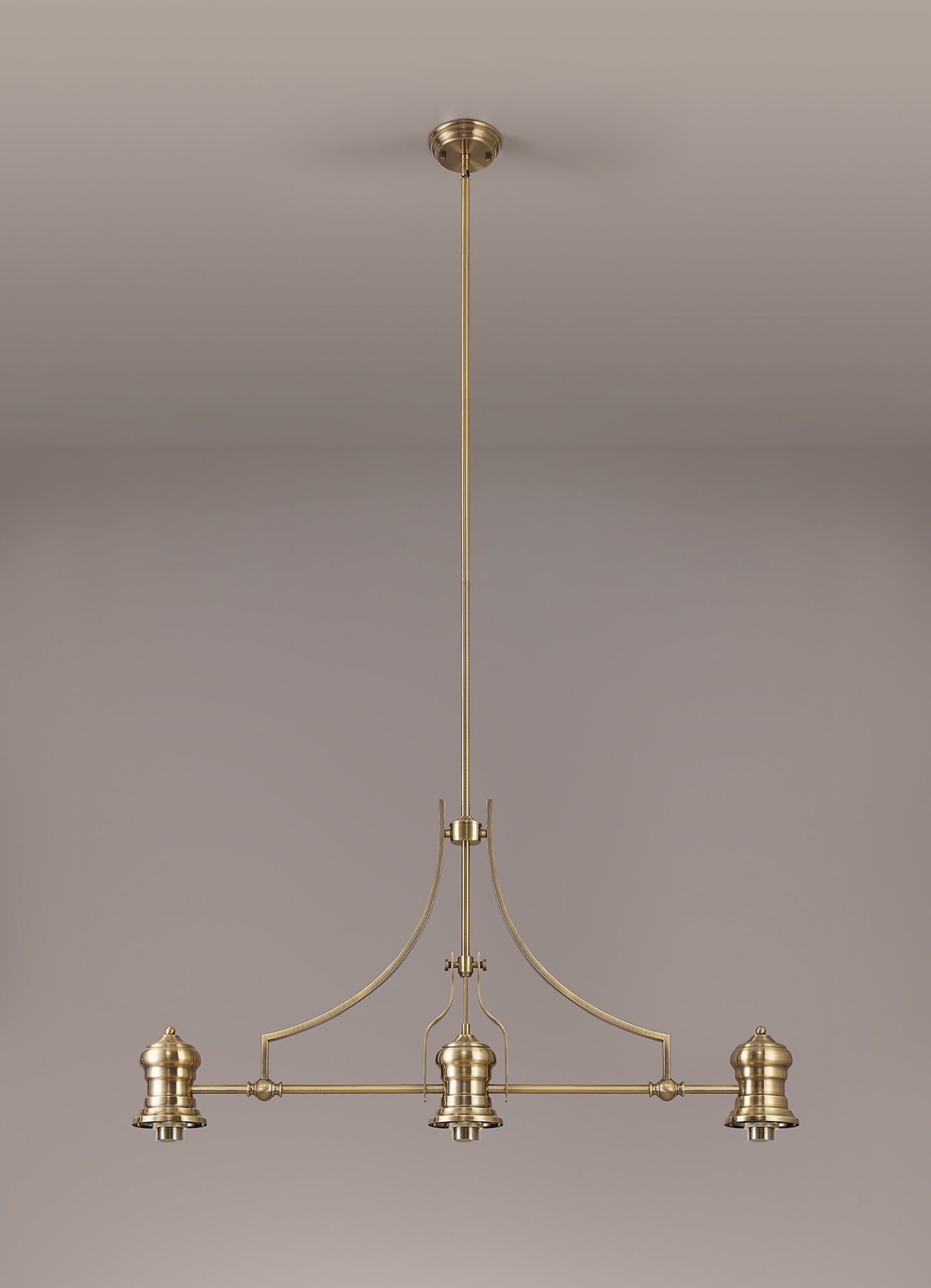 Stanley Frame Only Linear Pendant, 3 x E27, Antique Brass