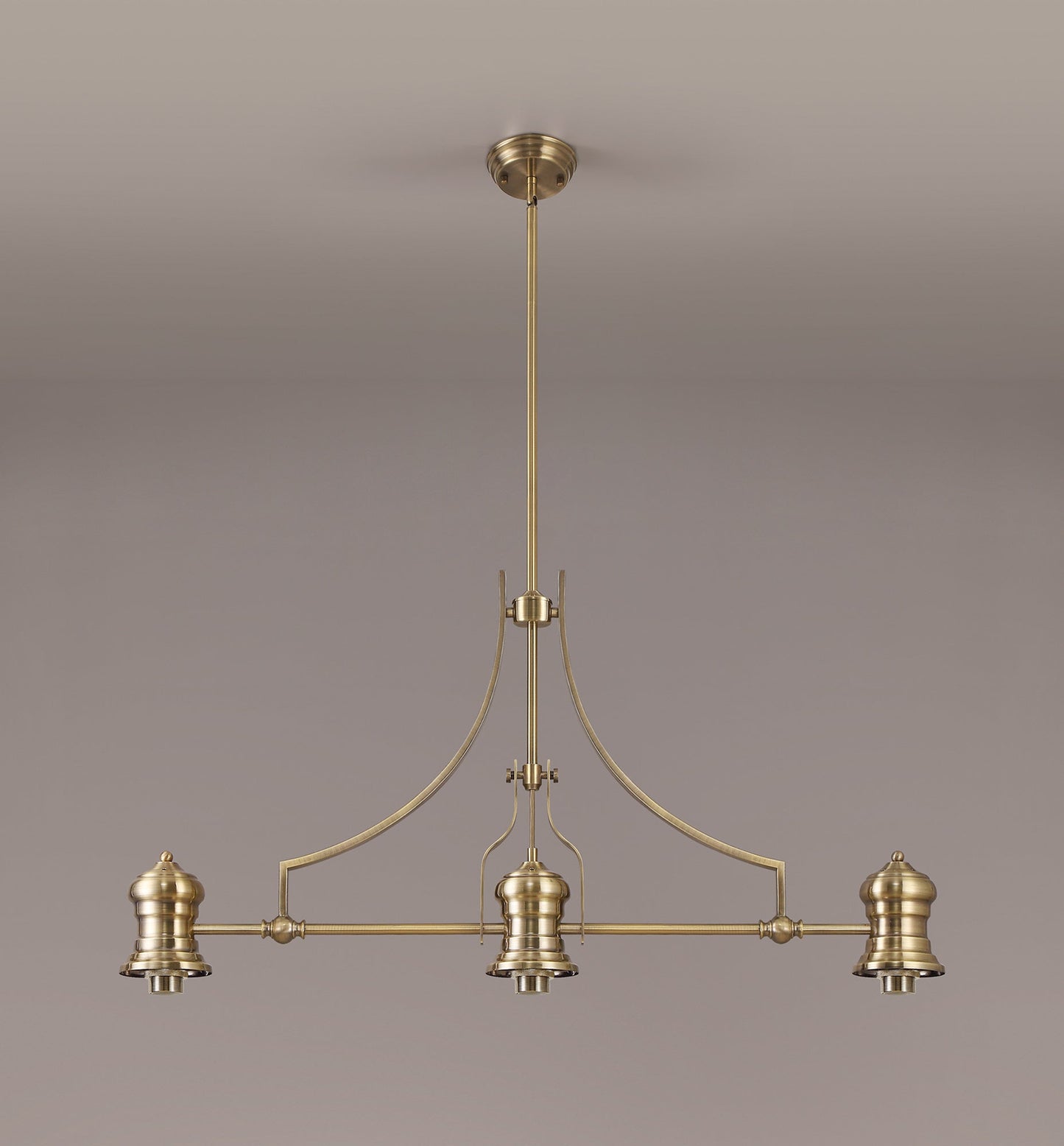 Stanley Frame Only Linear Pendant, 3 x E27, Antique Brass