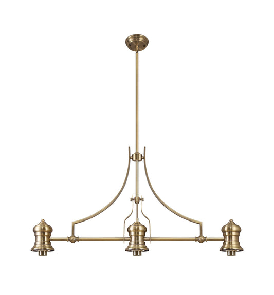 Stanley Frame Only Linear Pendant, 3 x E27, Antique Brass