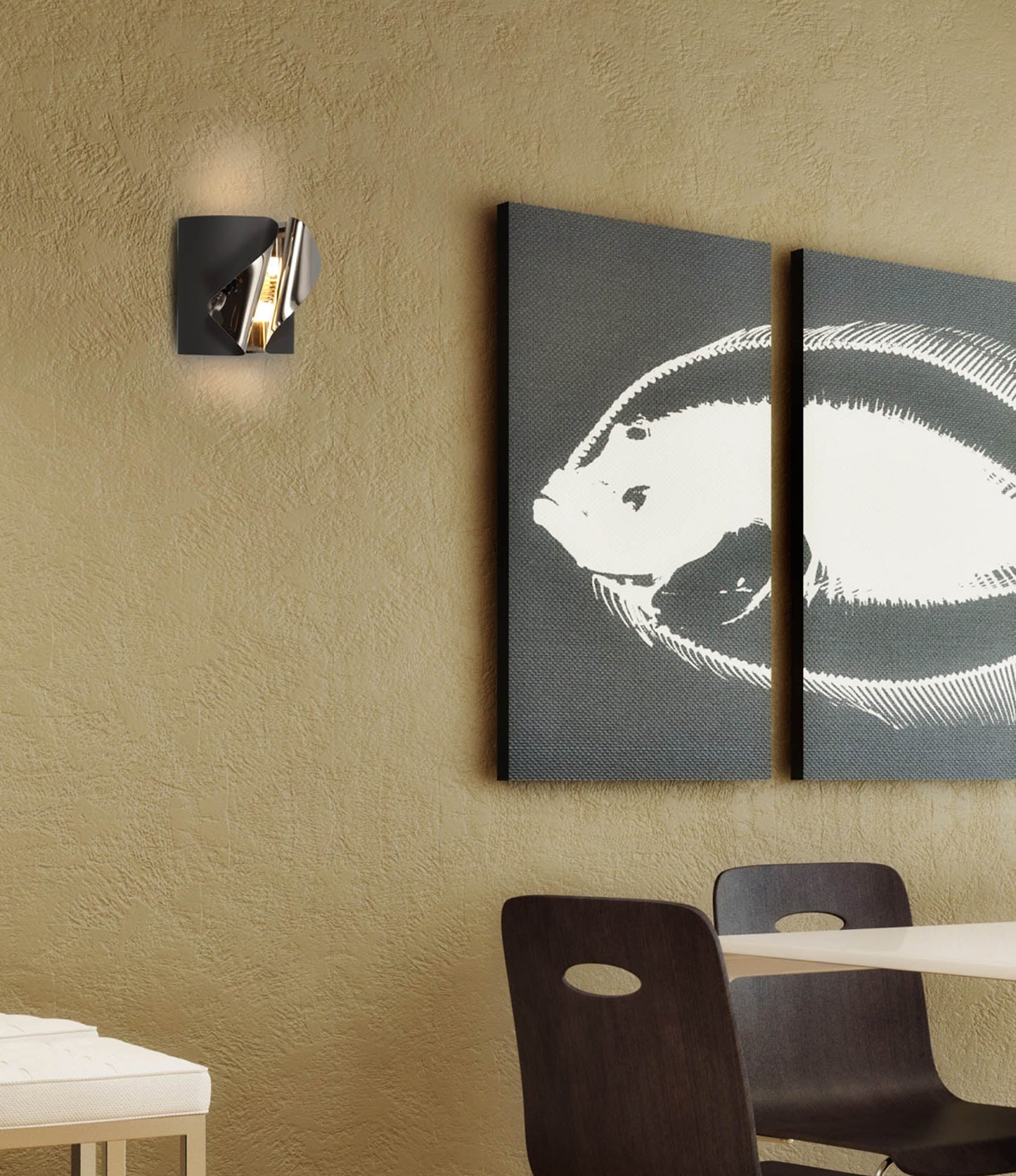 Stockton Wall Lamp, 1 x 7W LED, 3000K, 490lm, Sand Anthracite and Polished Chrome, 3yrs Warranty
