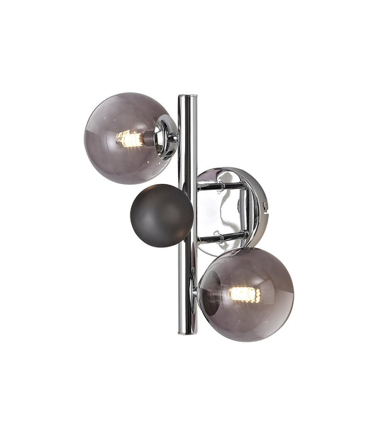 Stubbs Wall Lamp, 2 x G9, Polished Chrome and Smoked Glass