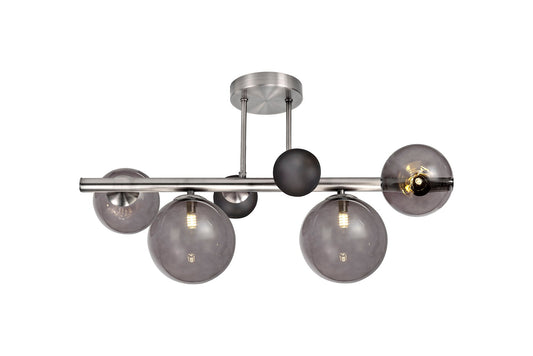 Stubbs Semi-Flush Ceiling Light, 4 x G9, Polished Chrome, Smoked Glass