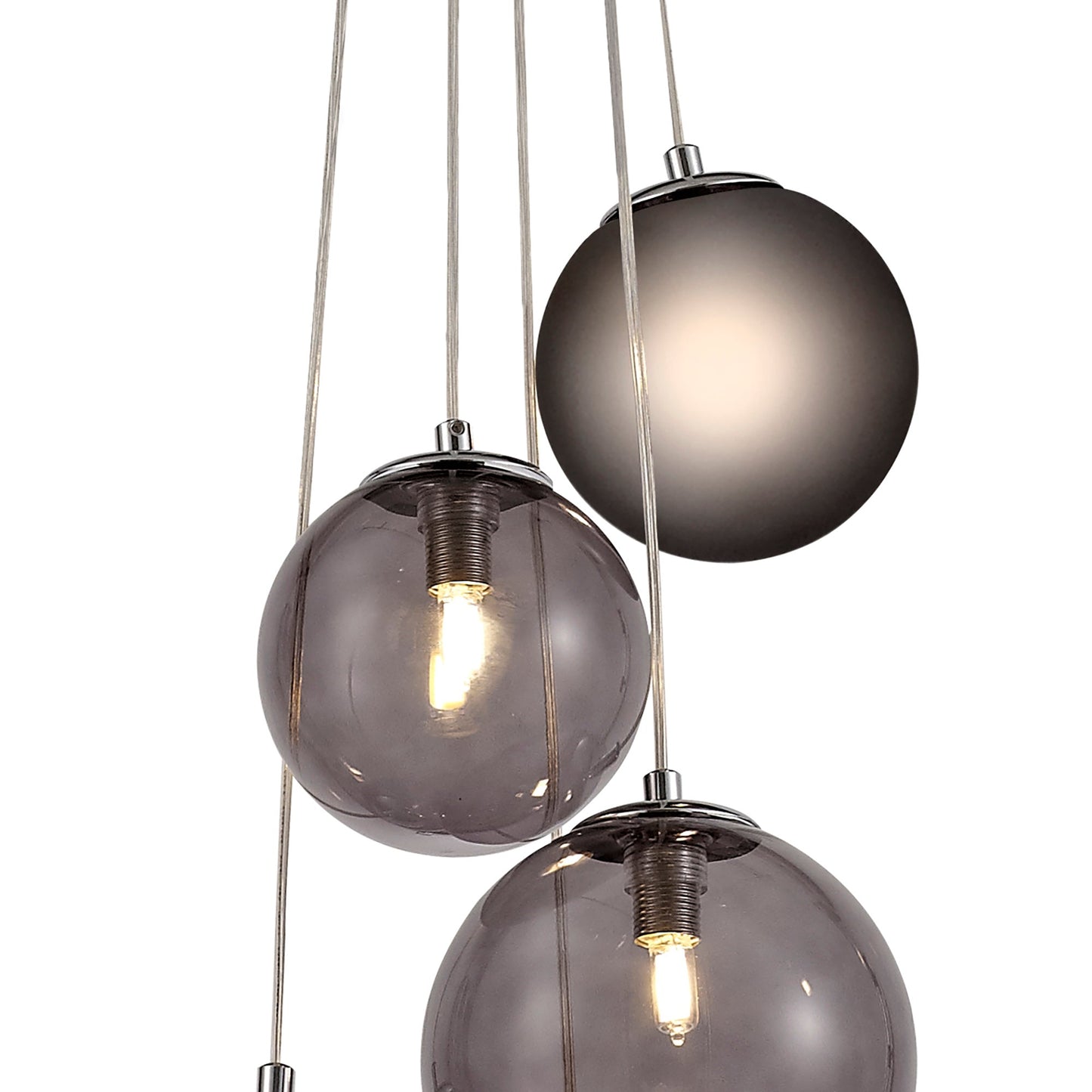 Stubbs Pendant, 5 x G9, Polished Chrome and Smoked Glass