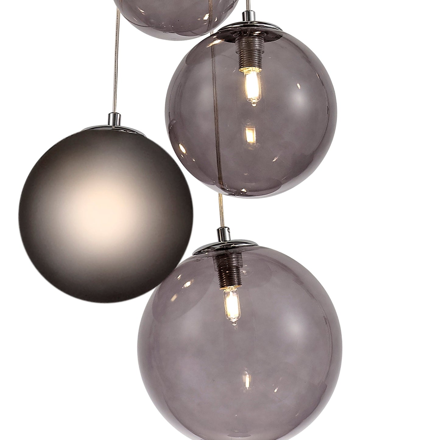 Stubbs Pendant, 5 x G9, Polished Chrome and Smoked Glass