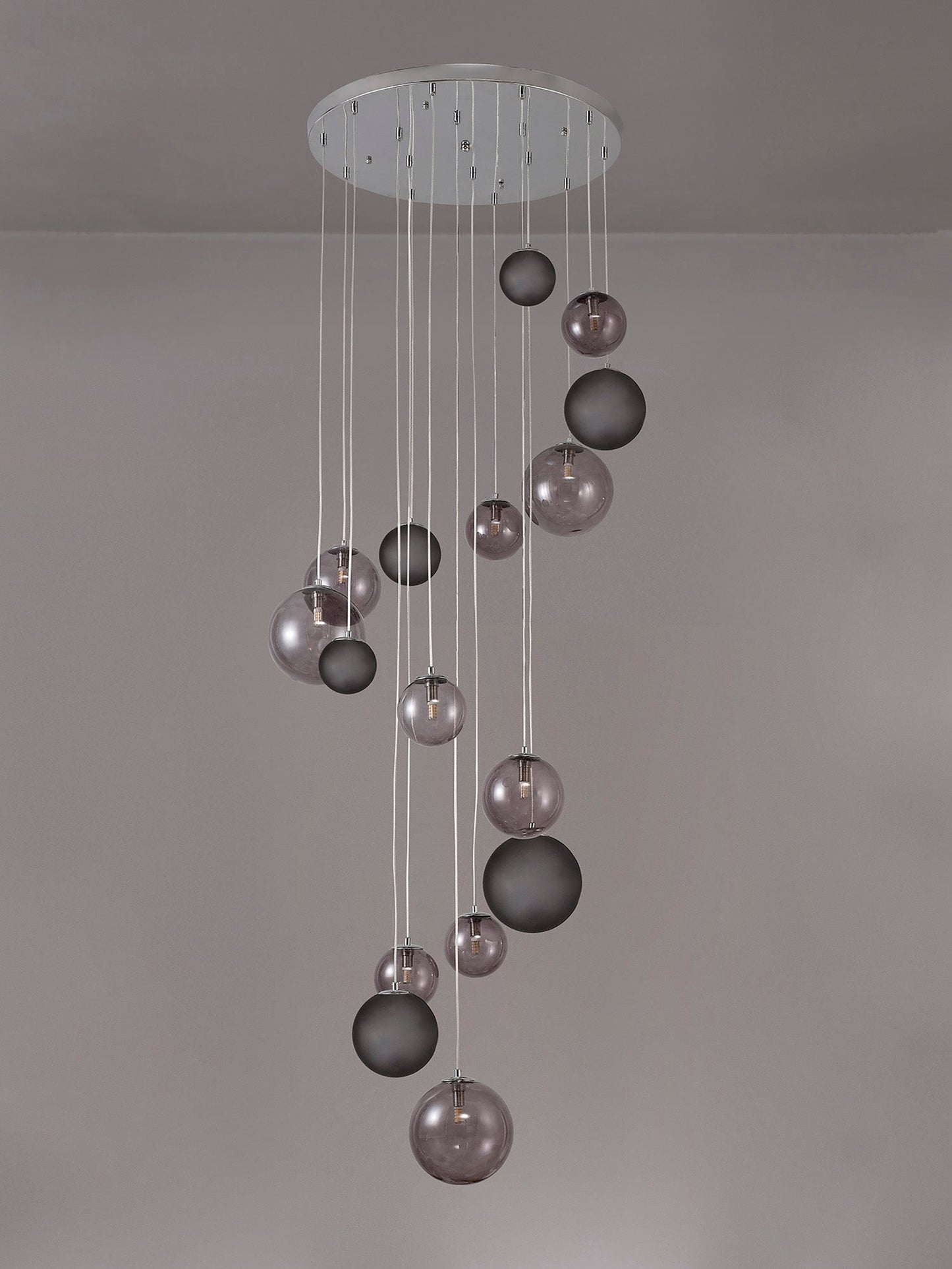 Stubbs Pendant, 16 x G9, Polished Chrome and Smoked Glass