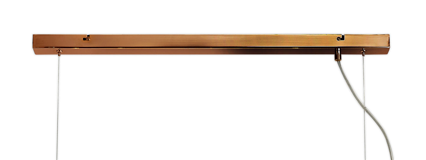 Stubbs Linear Pendant , 7 x G9, Antique Copper, Opal & Copper Glass