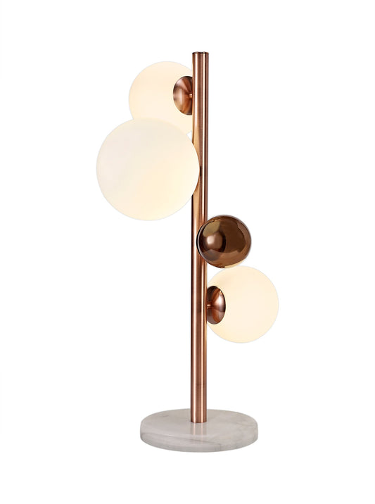Stubbs Table Lamp, 3 x G9, Antique Copper and Opal & Copper Glass