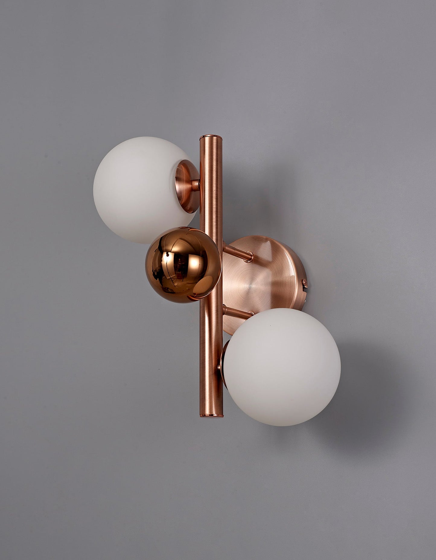 Stubbs Wall Lamp, 2 x G9, Antique Copper and Opal & Copper Glass