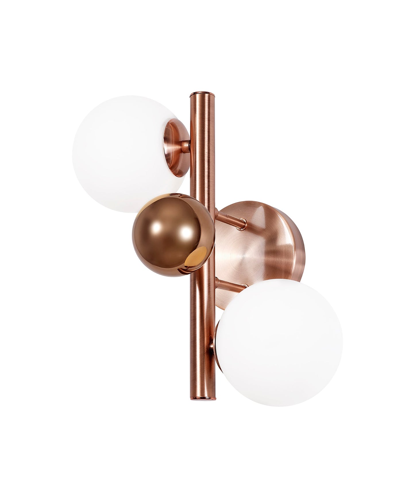 Stubbs Wall Lamp, 2 x G9, Antique Copper and Opal & Copper Glass