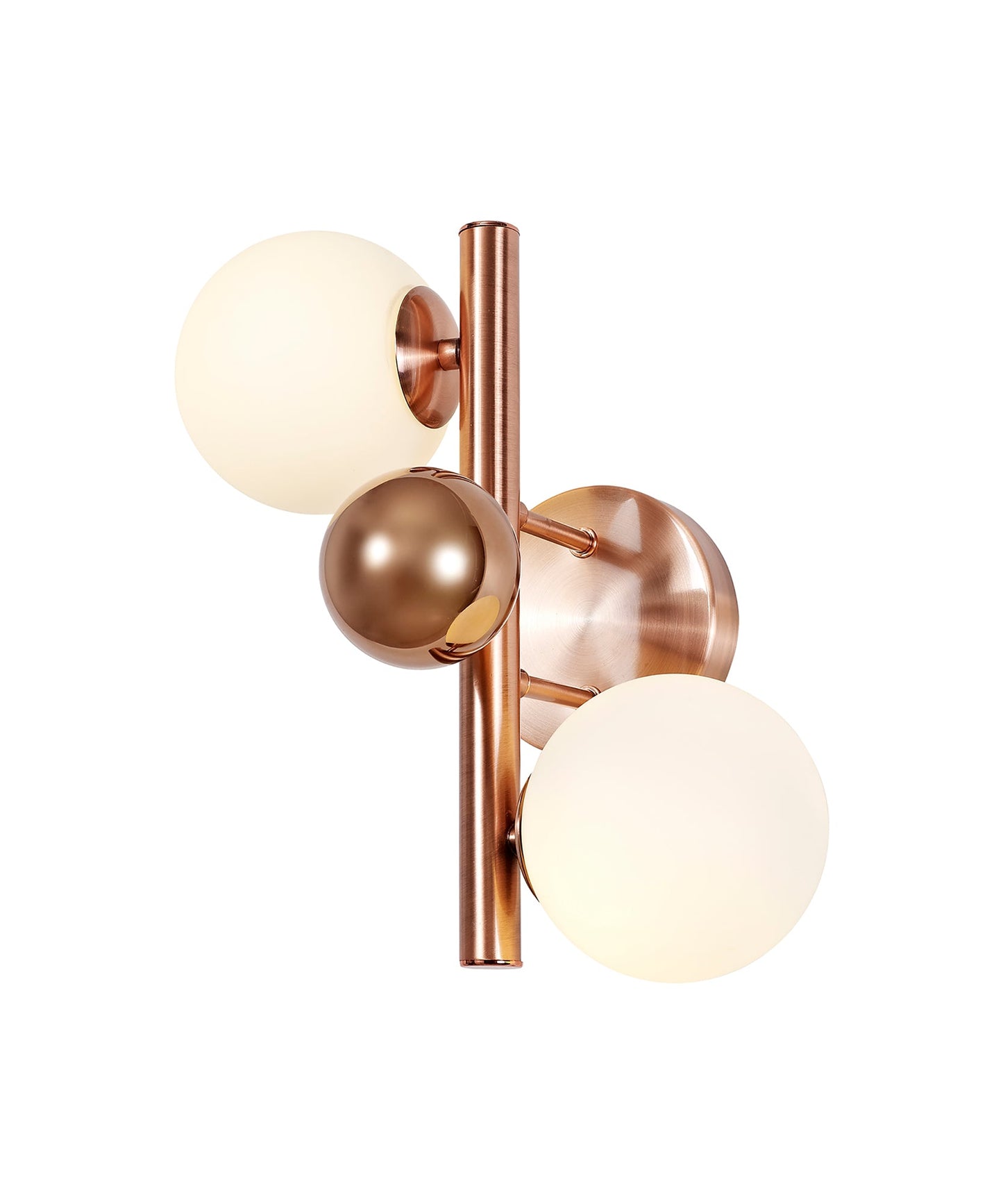 Stubbs Wall Lamp, 2 x G9, Antique Copper and Opal & Copper Glass